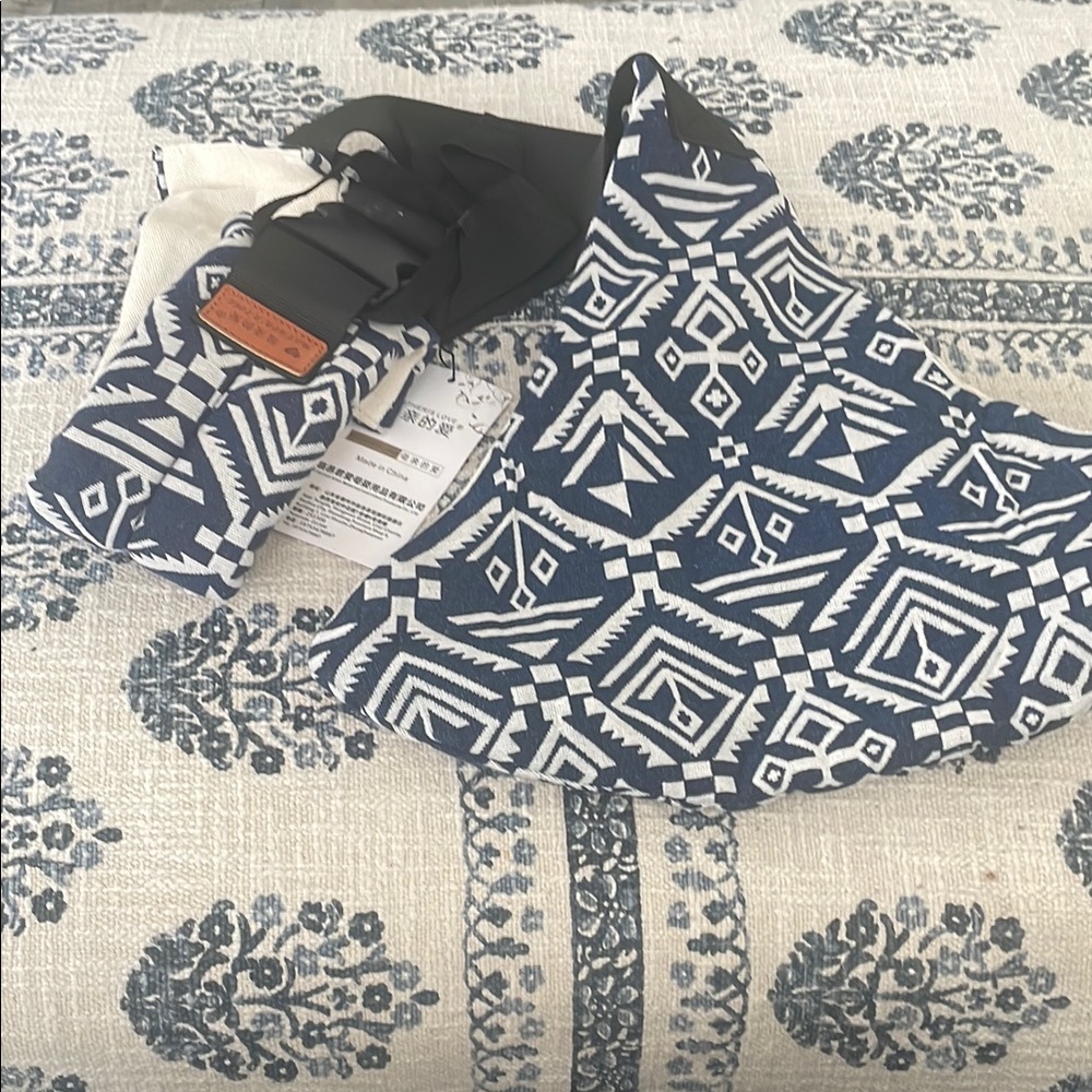 Blue and White Geometric Print